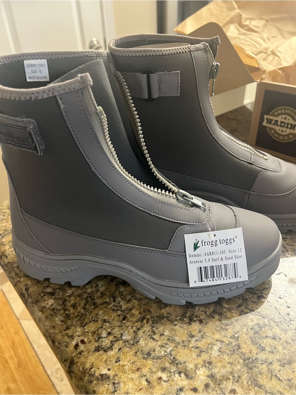 frogg toggs Men’s Gray Aransas 3.0 Zip-Front Rain Boots